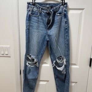 American Eagle Outfitters Women's Ripped Boyfriend Jeans - Blue